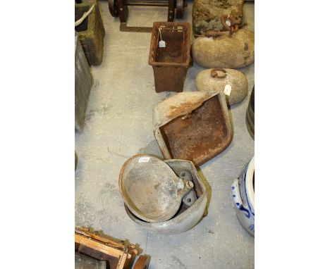 Three water troughs and iron trough 