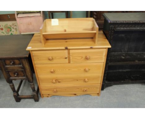 Modern pine 2/3 chest of drawers and pine book trough