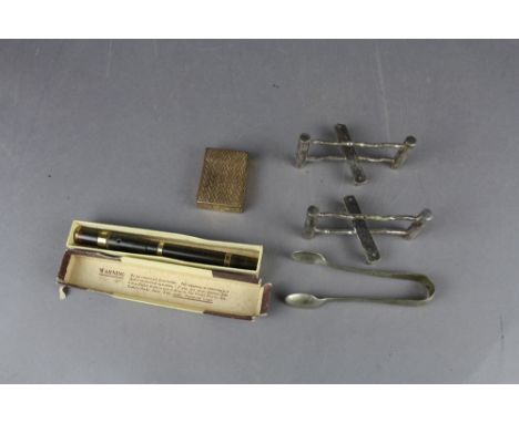 2 plated "stile" knife rests, dupont lighter etc