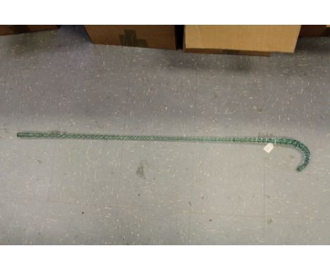 Twisted green glass walking stick