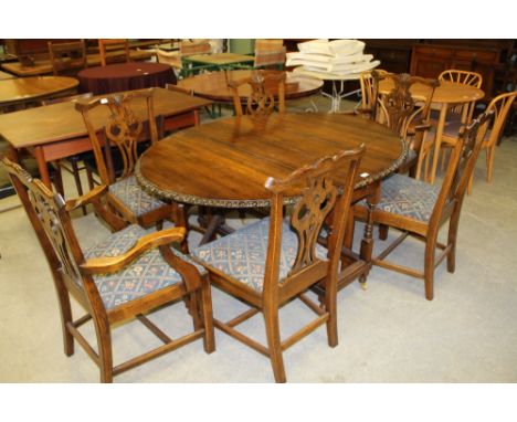 Reproduction oak gate leg table and 6 chairs