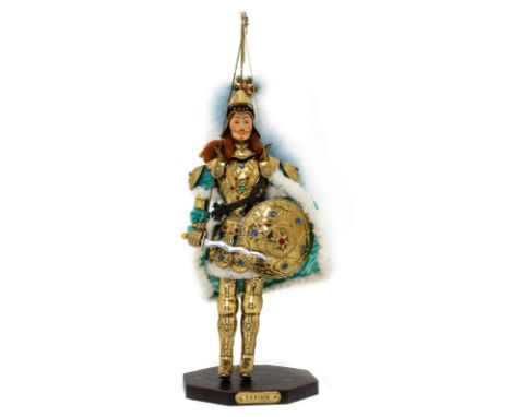 Erminio, precious Sicilian puppet, XX Century, cm 35, Handmade and finished by hand, embellished with embroidered fabrics and