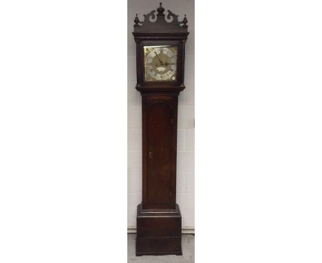 A 19th Century oak longcase clock by Robert Davy of Hoveton, brass square dial with silvered chapter ring, Roman and Arabic n