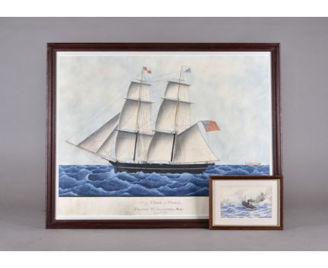 19th Century English School pencil, gouache and watercolour on paper, Brig Hope of Poole Francis W. Shaddock, Master, August 