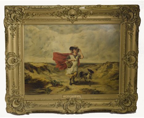 After Paul Falconer Poole RA (1806-1879) oil on canvas, 'Crossing the Heath on a Windy Day', bears a signature (lower right),