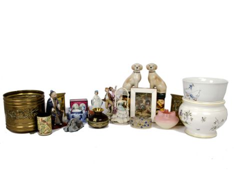 A miscellaneous lot, including an Indian papier mache trinket box, a continental framed enamel on porcelain plaque of peasant