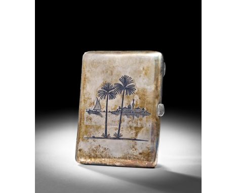 AN IRAQI SILVER AND NIELLO CIGARETTE CASE, 20TH CENTURY&nbsp;    L:10.5cm, &nbsp; Weight: 151g
