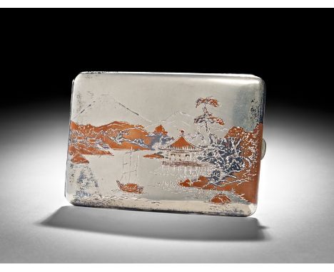A JAPANESE SILVER CIGARETTE CASE, EARLY 20TH CENTURY     L: 12cm, Weight: 127g&nbsp;