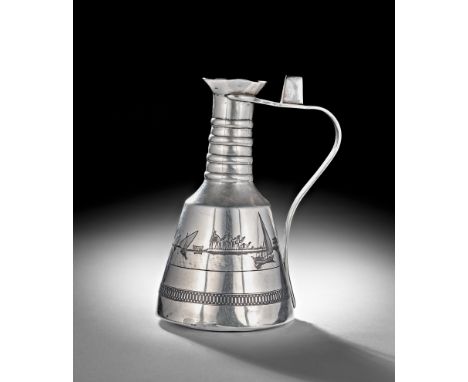 AN IRAQI SILVER AND NIELLO WATER EWER, BASRA, 20TH CENTURY     H:15cm, Weight: 200g&nbsp;