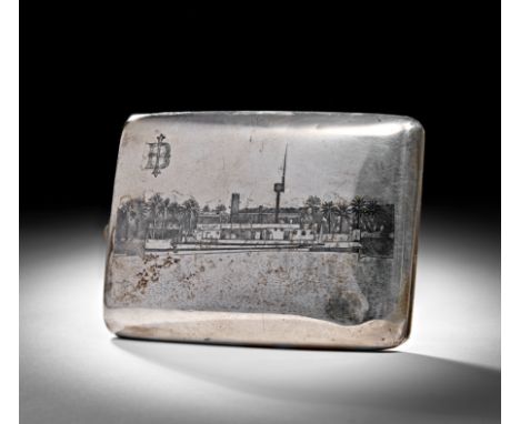 A 20TH CENTURY IRAQI SILVER AND NIELLO CIGARETTE CASE L: 12cm, Weight: 179g 