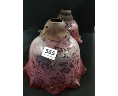 PAIR OF ANTIQUE RUBY GLASS SHADES 