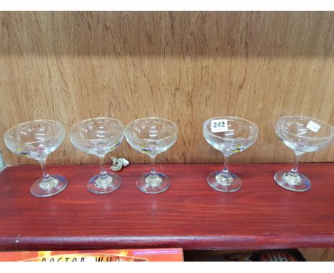 5 BABYCHAM VINTAGE GLASSES 