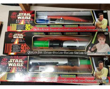 3 BOXED STAR WARS LIGHT SABRES 