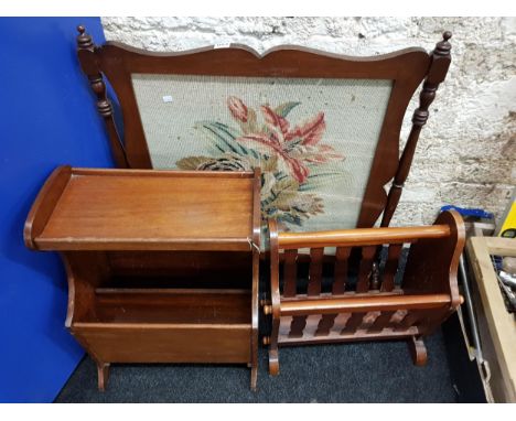 FIRESCREEN AND 2 MAGAZINE RACKS 