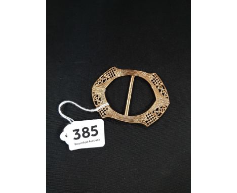 VINTAGE GOLD TONE FILIGREE BUCKLE 