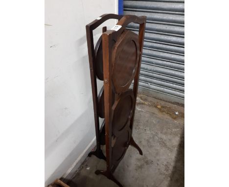 TWO VINTAGE WOODEN FOLDING CAKE STANDS 