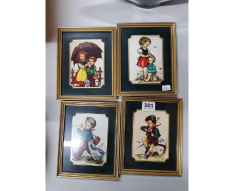 FOUR SMALL VINTAGE HUMMEL PICTURES 