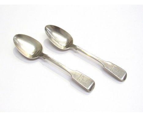 Two William IV silver spoons with crested handles, 121g