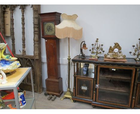 A Victorian brass telescopic standard lamp with stepped square base, tasselled shade