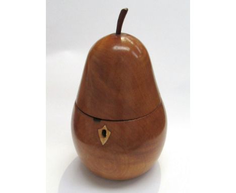 A pear wood tea caddy with key 