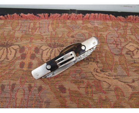 A 19th Century tortoiseshell and white metal campaign folding fork, knife and spoon
