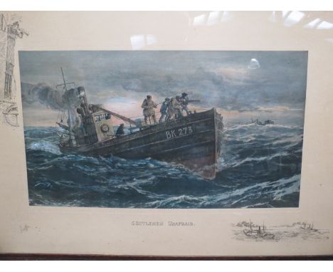 "Snaffles" (Charles Johnson Payne) (1884-1967): "Gentlemen Unafraid.  Hand coloured print circa 1917.  Signed in graphite.  I