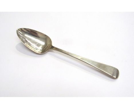 A Georgian silver serving spoon, monogrammed handle, London, 1798, 73g 
