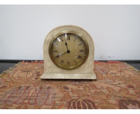 A shagreen mantel clock for Asprey, 15cm tall