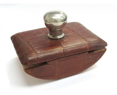 A crocodile skin and silver desk blotter, Chester 1924