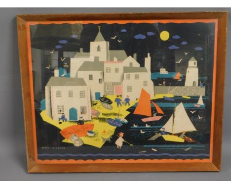 An original framed Peggy Wickham print, At The Seaside, 23.25in x 19in inclusive