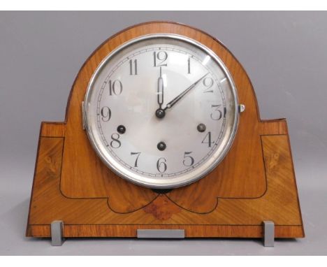 An art deco chiming mantle clock by Haller, 9.25in high