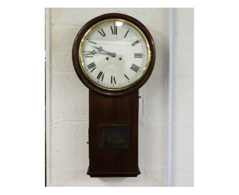 An antique wall clock, later dial &amp; made up case, 27.125in drop