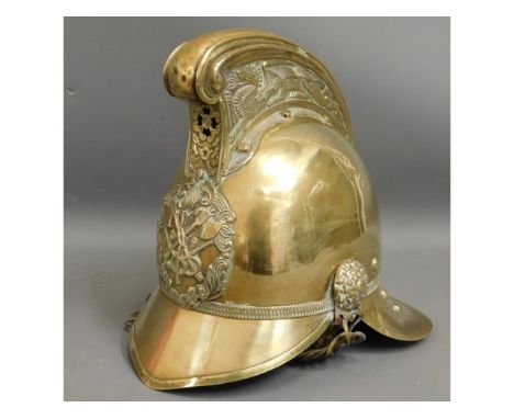 A Victorian brass Fire Brigade helmet