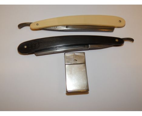2x Vintage cut throat razors including Wilkinson together with Gillette razor holder 