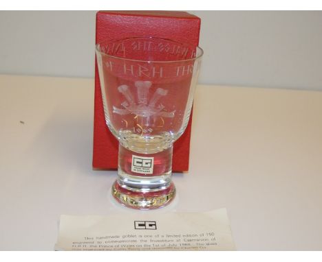 Limited edition Caithness Presentation glass to commemorative the investiture Prince of wales 1969  