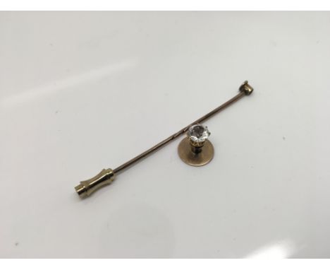 A diamond stick pin. Weight approx 3.36g