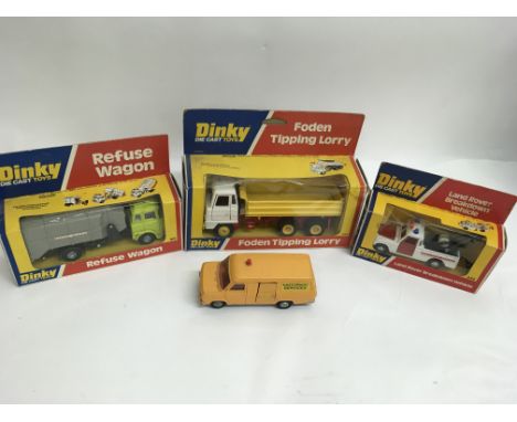 3 boxed Dinky toys including No 432 Foden Tipping lorry, No 442 Land Rover breakdown truck, No 978 Refuse wagon and an inboxe