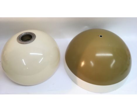 Two 1970's graduating, plastic dome shaped ceiling lamp shades.Approximately 32 and 44cm diameter