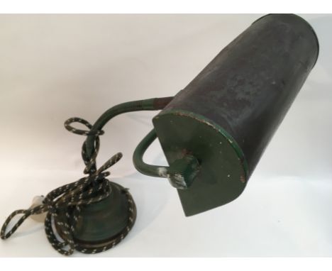 A green metal Meek adjustable desk lamp on stepped base.Approximately 52cm