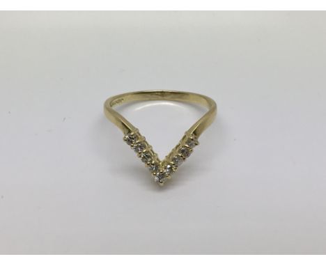 An 18ct gold wishbone diamond ring, approx 1/2ct, size Q-R and 3g.