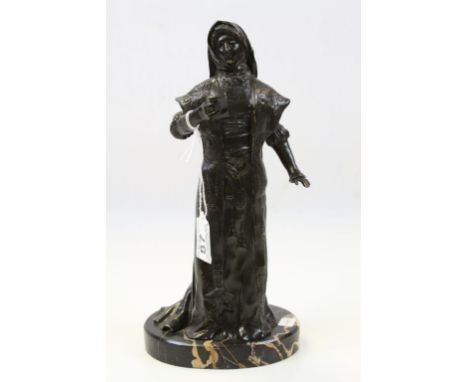 Bronze Madonna Figure on Marble Base