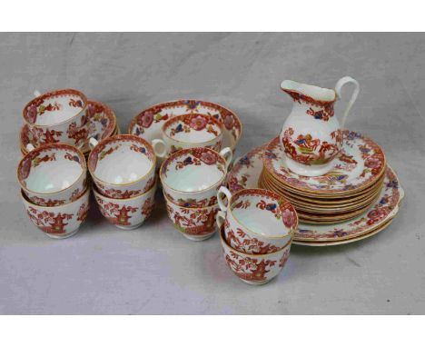 19th century Staffordshire Part Tea Service comprising Slop Bowl, Milk Jug, Tea Plate, 11 Tea Plates, 12 Saucers, and 10 Tea 