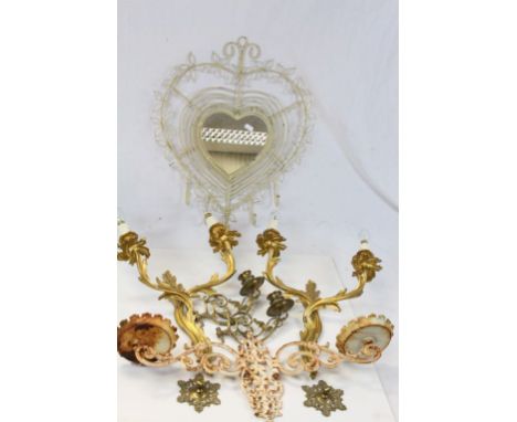 Two Tier Chandelier with Long Crystal Drops, Iron Double Branch Wall Candle Sconces, Pair of Brass Wall Candle Sconces, Pair 