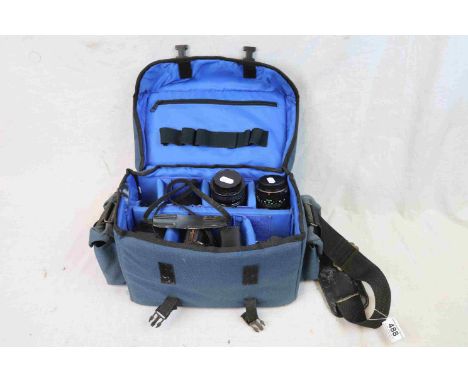 Soft Camera Case containing Canon A-1 Camera together with Various Lenses, Flash and other Accessories