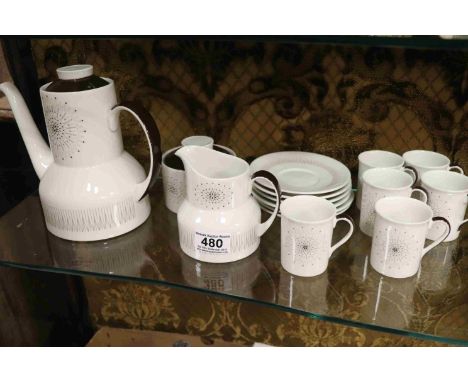 Royal Doulton ' Morning Star ' Coffee Set including Coffee Pot, Milk, Sugar, Six Coffee Cans and Six Saucers