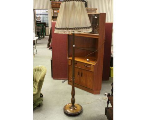 Early 20th century Oak Standard Lamp with reeded fluted column and shade