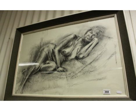 Large pastel Academic portrait study of a reclining nude female