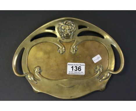 Austrian Geschutzt Bronze Lion Tray / Desk Stand