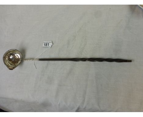 Georgian silver toddy ladle with baleen handle, engraved initials to silver bowl (af)