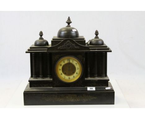 Victorian Slate Mantle Clock of Architectural Form